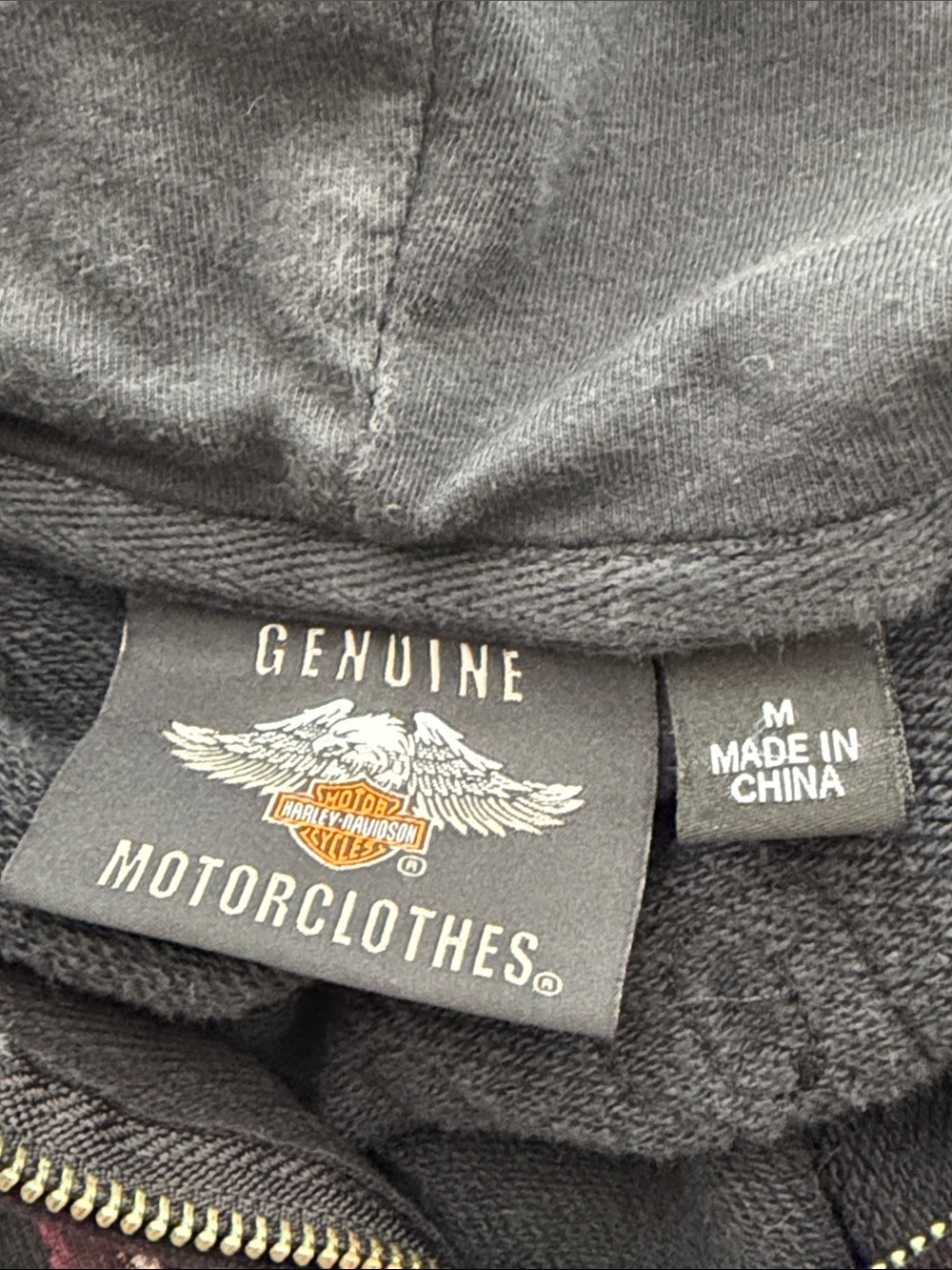 Harley Davidson Zip Up Hoodie Rose Sparrow Eagle Velvet Trim Sweatshirt Heavy - Picture 9 of 11